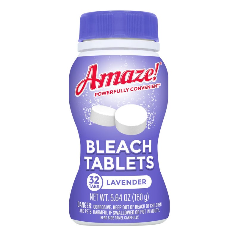 AMAZE Ultra Concentrated Bleach Tablets [32 tablets] - Lavender Scent - for Laundry, Toilet, and Multipurpose Home Cleaning. No Splash Liquid Bleach Alternative - Image 1